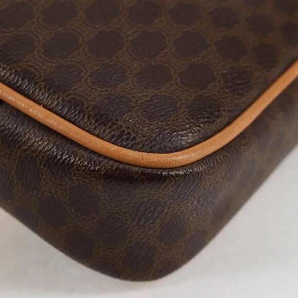 CELINE Macadam Canvas Shoulder Bag PVC Leather Brown Gold Auth BD2080M - Picture 4 of 16